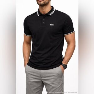 Monastery Couture Small Black Pima Cotton Polo Designer Streetwear